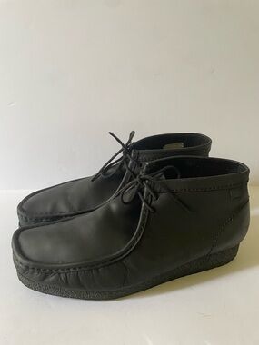 Men’s Clarks Black Leather Wallabee Ankle Chukka Lace Up Boots Sz 12 M